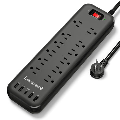 3 Prong Power Strip with Surge Protector Usb C,6 FT Extension Cords Indoor Outlet Adapter with 12 Outlets and 4 USB Ports & 1USB C Port